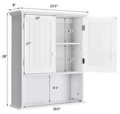 Ditangy Wall Mounted Bathroom Cabinet, Over the Toilet Storage Cabinet W/Double Doors & Adjustable Shelf, Wood Hanging Medicine Cabinet for Living Room, Entryway, Kitchen (White)