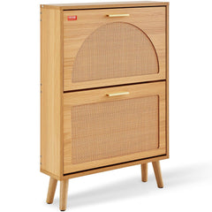 VEVOR Shoe Storage Cabinet for Entryway, 23.6" D x 6.6" W x 34.5" H, Wood Color